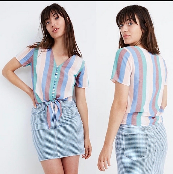 Madewell Tops - Madewell tie front button top.Size XL